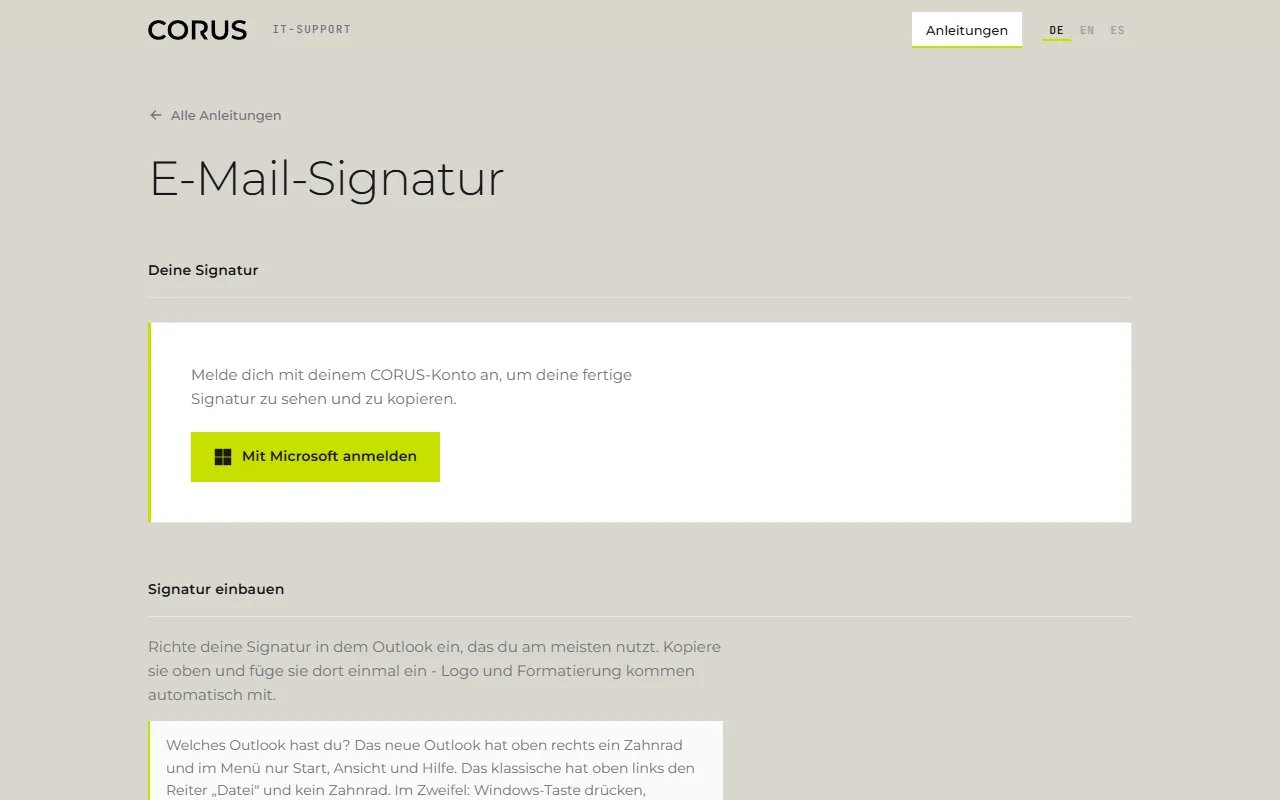 it-support.corus.ag - Signatur-Anleitung