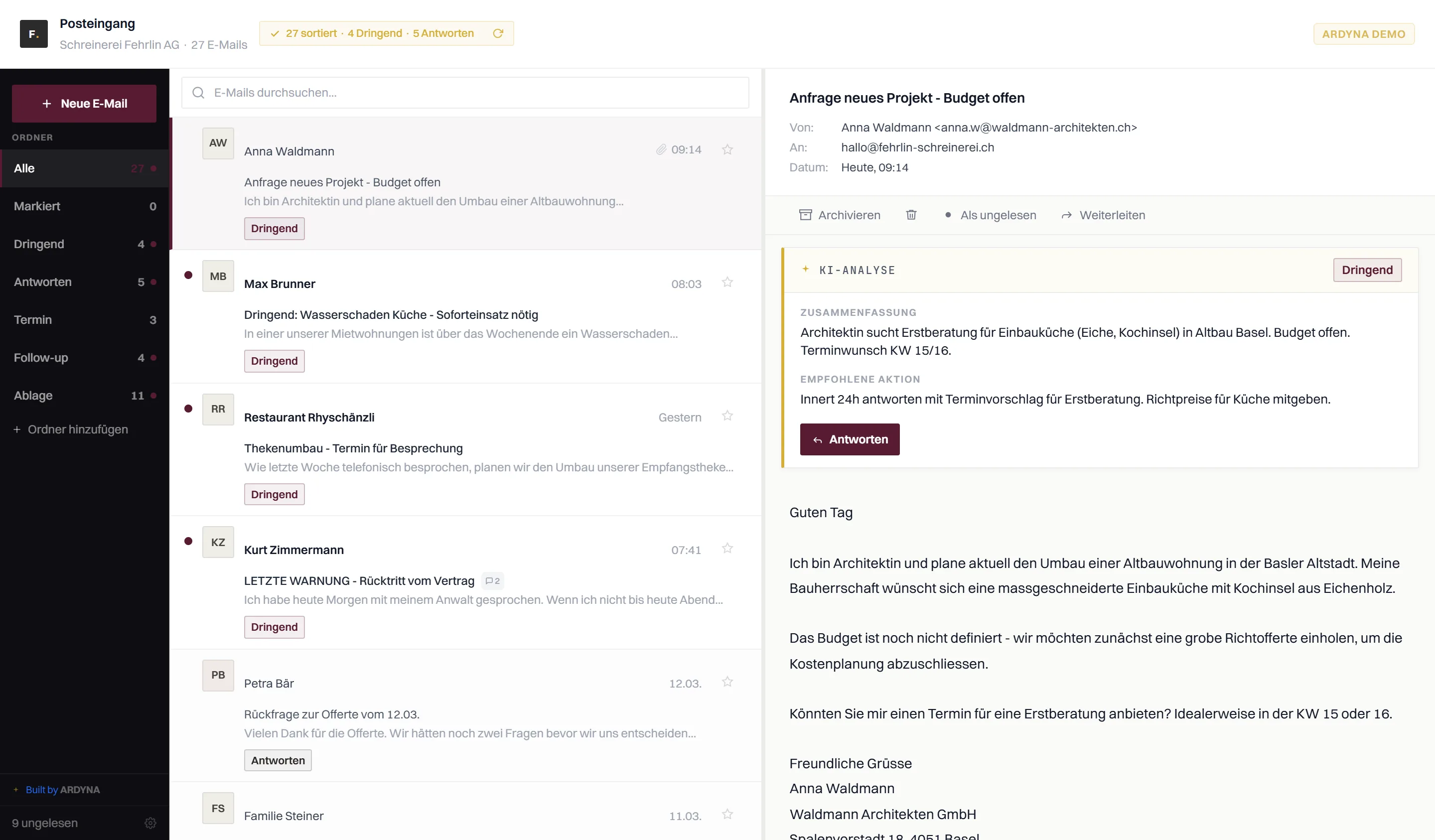 Der Posteingang sortiert sich selbst